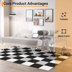 Daybed with Trundle,Metal Twin Size Day Bed,Sofa Bed Frame with Foldable Trundle Bed,Heavy Duty Steel Slats Platform for Living Room,Bedroom