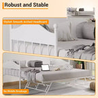 Daybed with Trundle,Metal Twin Size Day Bed,Sofa Bed Frame with Foldable Trundle Bed,Heavy Duty Steel Slats Platform for Living Room,Bedroom