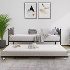Daybed with Trundle,Metal Twin Size Day Bed,Sofa Bed Frame with Foldable Trundle Bed,Heavy Duty Steel Slats Platform for Living Room,Bedroom
