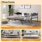 Daybed with Trundle,Metal Twin Size Day Bed,Sofa Bed Frame with Foldable Trundle Bed,Heavy Duty Steel Slats Platform for Living Room,Bedroom