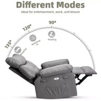 Poltrona reclinabile extra-large e ampia - Recliner a dondolo girevole a 360°, Recliner manuale grande in pelle PU, con imbottitura in spugna 1.5X e meccanismo reclinabile facile