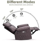 Poltrona reclinabile extra-large e ampia - Recliner a dondolo girevole a 360°, Recliner manuale grande in pelle PU, con imbottitura in spugna 1.5X e meccanismo reclinabile facile
