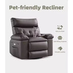 Poltrona reclinabile extra-large e ampia - Recliner a dondolo girevole a 360°, Recliner manuale grande in pelle PU, con imbottitura in spugna 1.5X e meccanismo reclinabile facile