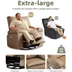 Poltrona reclinabile extra-large e ampia - Recliner a dondolo girevole a 360°, Recliner manuale grande in pelle PU, con imbottitura in spugna 1.5X e meccanismo reclinabile facile