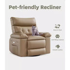 Poltrona reclinabile extra-large e ampia - Recliner a dondolo girevole a 360°, Recliner manuale grande in pelle PU, con imbottitura in spugna 1.5X e meccanismo reclinabile facile