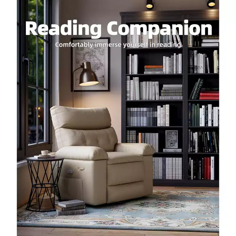 Poltrona reclinabile extra-large e ampia - Recliner a dondolo girevole a 360°, Recliner manuale grande in pelle PU, con imbottitura in spugna 1.5X e meccanismo reclinabile facile
