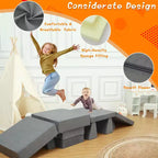 Kids Play Couch, 8PCS Toddler Couch Modular Kids Play Couch Sofa for Playroom Nursery, Kids Convertible Sofa with Removable Cover, Dark Grey