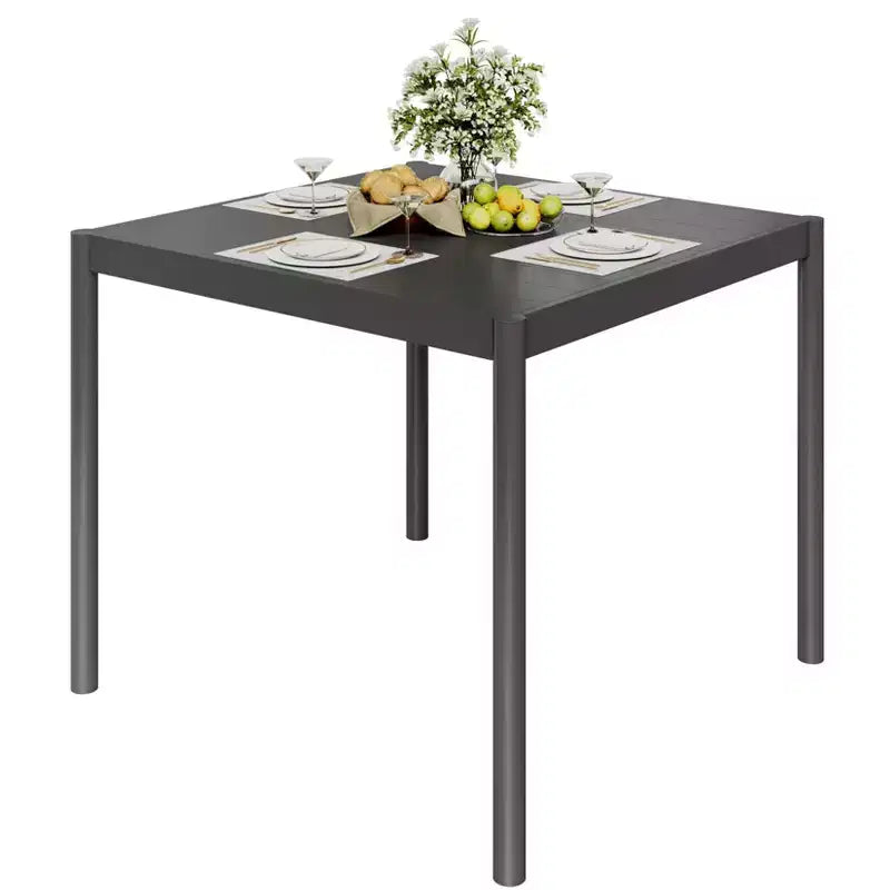 Black Outdoor Dining Table - Aluminum Top & Iron Frame Patio Table for Garden