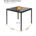 Black Outdoor Dining Table - Aluminum Top & Iron Frame Patio Table for Garden