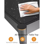 Black Outdoor Dining Table - Aluminum Top & Iron Frame Patio Table for Garden