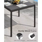 Black Outdoor Dining Table - Aluminum Top & Iron Frame Patio Table for Garden