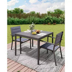 Black Outdoor Dining Table - Aluminum Top & Iron Frame Patio Table for Garden