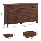 Coolmee 7 Drawers Dresser for Bedroom, Wood Rustic Chest of Drawers with Natural Texture, Storage Dressers Organizer for Bedroom, Living Room