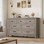 Coolmee 7 Drawers Dresser for Bedroom, Wood Rustic Chest of Drawers with Natural Texture, Storage Dressers Organizer for Bedroom, Living Room