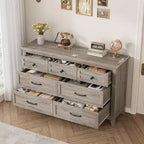 Coolmee 7 Drawers Dresser for Bedroom, Wood Rustic Chest of Drawers with Natural Texture, Storage Dressers Organizer for Bedroom, Living Room