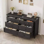 Coolmee 7 Drawers Dresser for Bedroom, Wood Rustic Chest of Drawers with Natural Texture, Storage Dressers Organizer for Bedroom, Living Room
