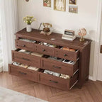 Coolmee 7 Drawers Dresser for Bedroom, Wood Rustic Chest of Drawers with Natural Texture, Storage Dressers Organizer for Bedroom, Living Room