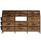 Cassettiera per Camera da Letto con 14 Cassetti, Cassettiera da 55" L con Tasca Laterale, Comò in Tessuto con Ripiani, Struttura Robusta, Piano in Legno