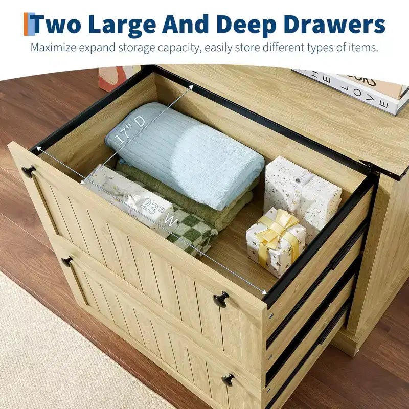 Farmhouse File Cabinets with 2 Drawers,30 File Cabinets with Hanging File Folders for A4/Letter/Legal Size Documents, Rustic Storage Cabinet Storage