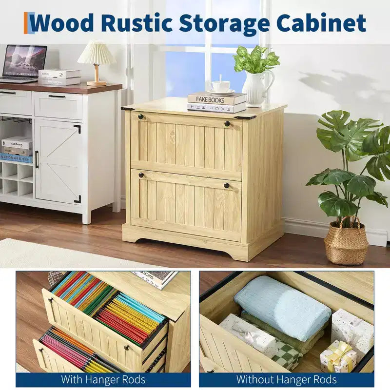 Farmhouse File Cabinets with 2 Drawers,30 File Cabinets with Hanging File Folders for A4/Letter/Legal Size Documents, Rustic Storage Cabinet Storage