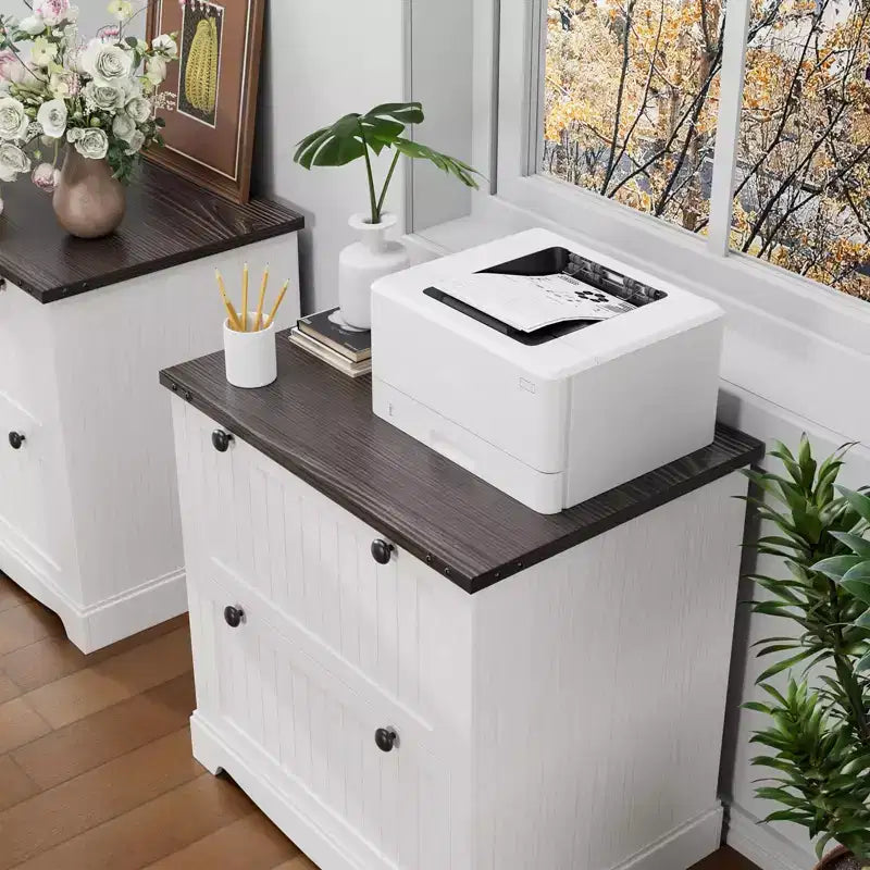 Farmhouse File Cabinets with 2 Drawers,30 File Cabinets with Hanging File Folders for A4/Letter/Legal Size Documents, Rustic Storage Cabinet Storage