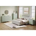 TROPOW Green Dresser, Modern 5 Drawer Dresser for Bedroom with Gold Handle and Large Drawer, Wood Double Chest of Drawers,Green