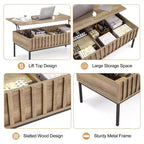 Lift Top Coffee Table, Mid Century Modern Coffee Table, Farmhouse Wooden Coffee Table with Hidden Storage Compartment, Rustic Center Table
