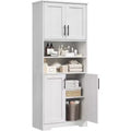 Acekool 67 Inch Tall Storage Cabinet with Adjustable Shelves, Modern Bathroom Linen Tower with Doors and Open Shelves, White