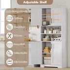 Acekool 67 Inch Tall Storage Cabinet with Adjustable Shelves, Modern Bathroom Linen Tower with Doors and Open Shelves, White
