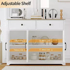 42.5 Farmhouse Buffet Cabinet - Storage Sideboard with Drawers & Adjustable Shelf for Dining Room