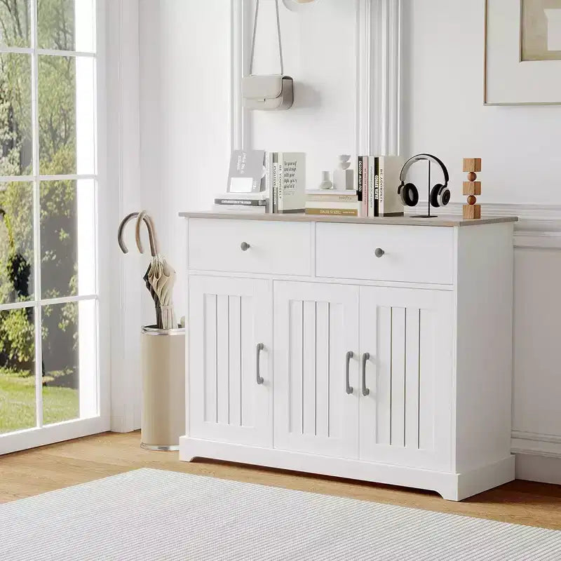 42.5 Farmhouse Buffet Cabinet - Storage Sideboard with Drawers & Adjustable Shelf for Dining Room