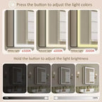 Bathroom Medicine Cabinet with LED Mirror, Surface or Recessed Mount, Dimmable Light, Anti-Fog, Adjustable Shelving