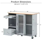 TROPOW Rolling Kitchen Island Cart with LED Light, Adjustable Shelf Kitchen Island Table with Storage 2 Drawers, Island on Wheels