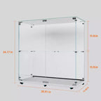 MAYEERTY Tempered Glass Display Cabinet Wine Storage File Cabinet Bluetooth Light Strip Lockable Swivel Casters Living Room Bedroom Office White