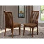 HomeStock Belmont 2 Dining chair with Linen Fabric Fabric Sea in Mahogany finish