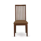 HomeStock Belmont 2 Dining chair with Linen Fabric Fabric Sea in Mahogany finish
