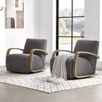 Spruce&Spring Modern Swivel Accent Chair & U-Shaped Wood Armrest