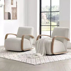 Spruce&Spring Modern Swivel Accent Chair & U-Shaped Wood Armrest