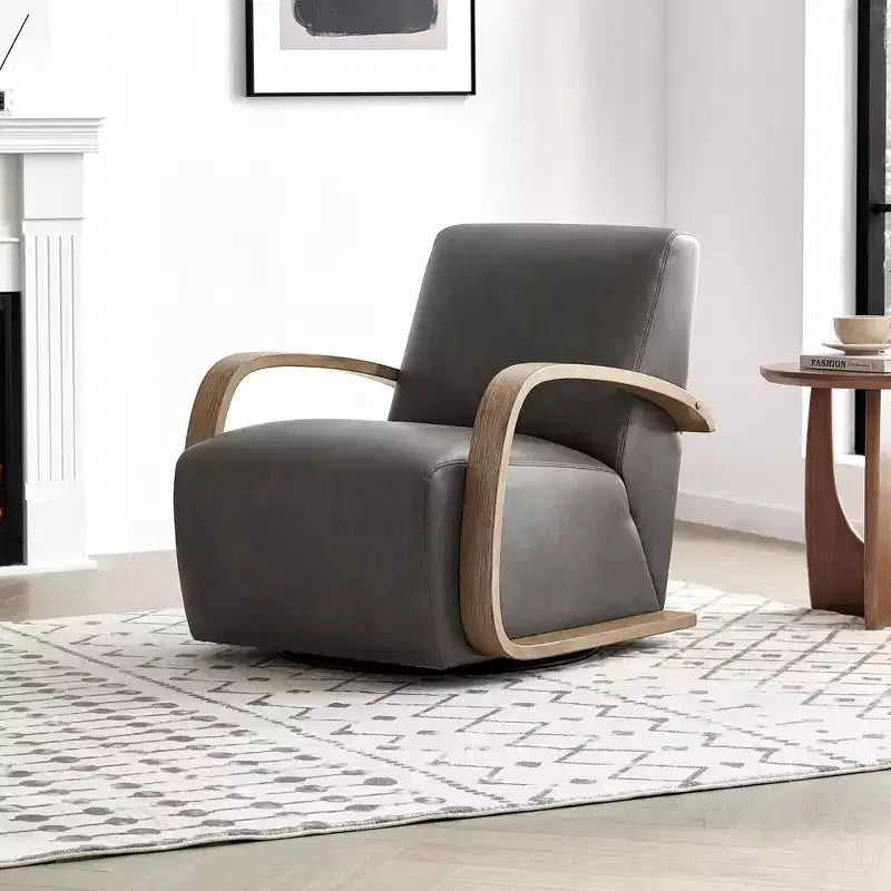 Spruce&Spring Modern Swivel Accent Chair & U-Shaped Wood Armrest
