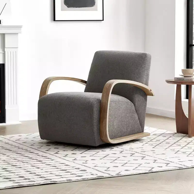 Spruce&Spring Modern Swivel Accent Chair & U-Shaped Wood Armrest