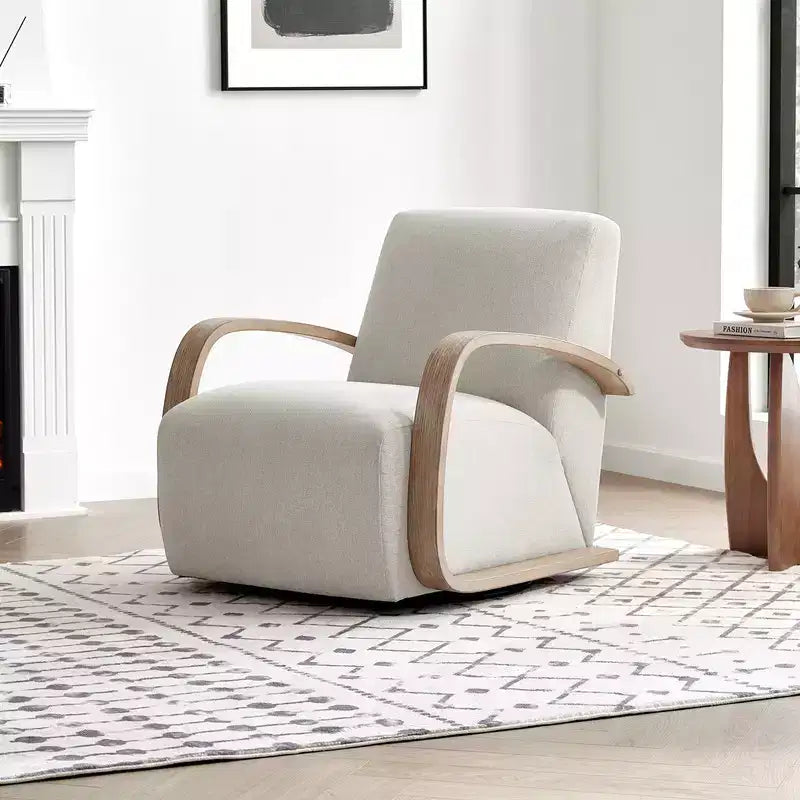 Spruce&Spring Modern Swivel Accent Chair & U-Shaped Wood Armrest