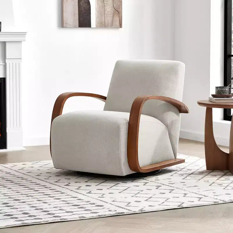 Spruce&Spring Modern Swivel Accent Chair & U-Shaped Wood Armrest