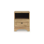Signature Design by Ashley Bestmere One Drawer Nightstand - Warm Brown Oak Grain Finish, USB-A & USB-C Charging, Open Shelf Storage