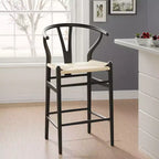 MAYEERTY Sgabello da bar Wishbone Weave completamente assemblato, beige, moderno e robusto per isola cucina