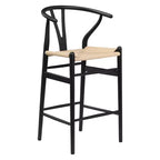 MAYEERTY Sgabello da bar Wishbone Weave completamente assemblato, beige, moderno e robusto per isola cucina