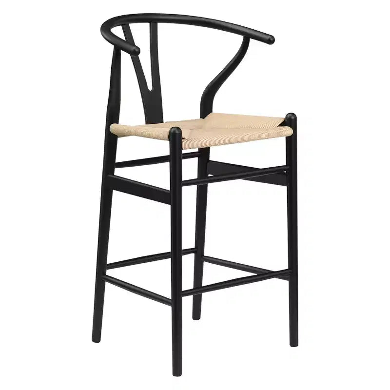 MAYEERTY Sgabello da bar Wishbone Weave completamente assemblato, beige, moderno e robusto per isola cucina