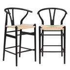 MAYEERTY Sgabello da bar Wishbone Weave completamente assemblato, beige, moderno e robusto per isola cucina