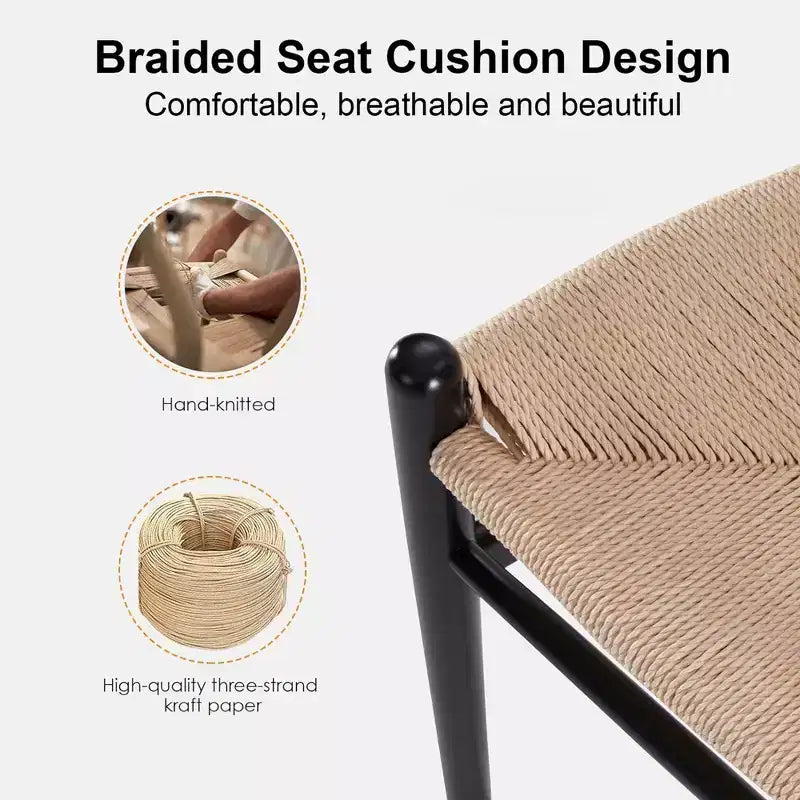 MAYEERTY Sgabello da bar Wishbone Weave completamente assemblato, beige, moderno e robusto per isola cucina