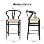MAYEERTY Sgabello da bar Wishbone Weave completamente assemblato, beige, moderno e robusto per isola cucina