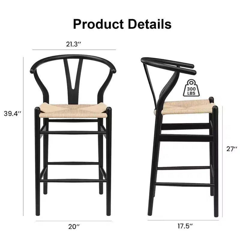 MAYEERTY Sgabello da bar Wishbone Weave completamente assemblato, beige, moderno e robusto per isola cucina